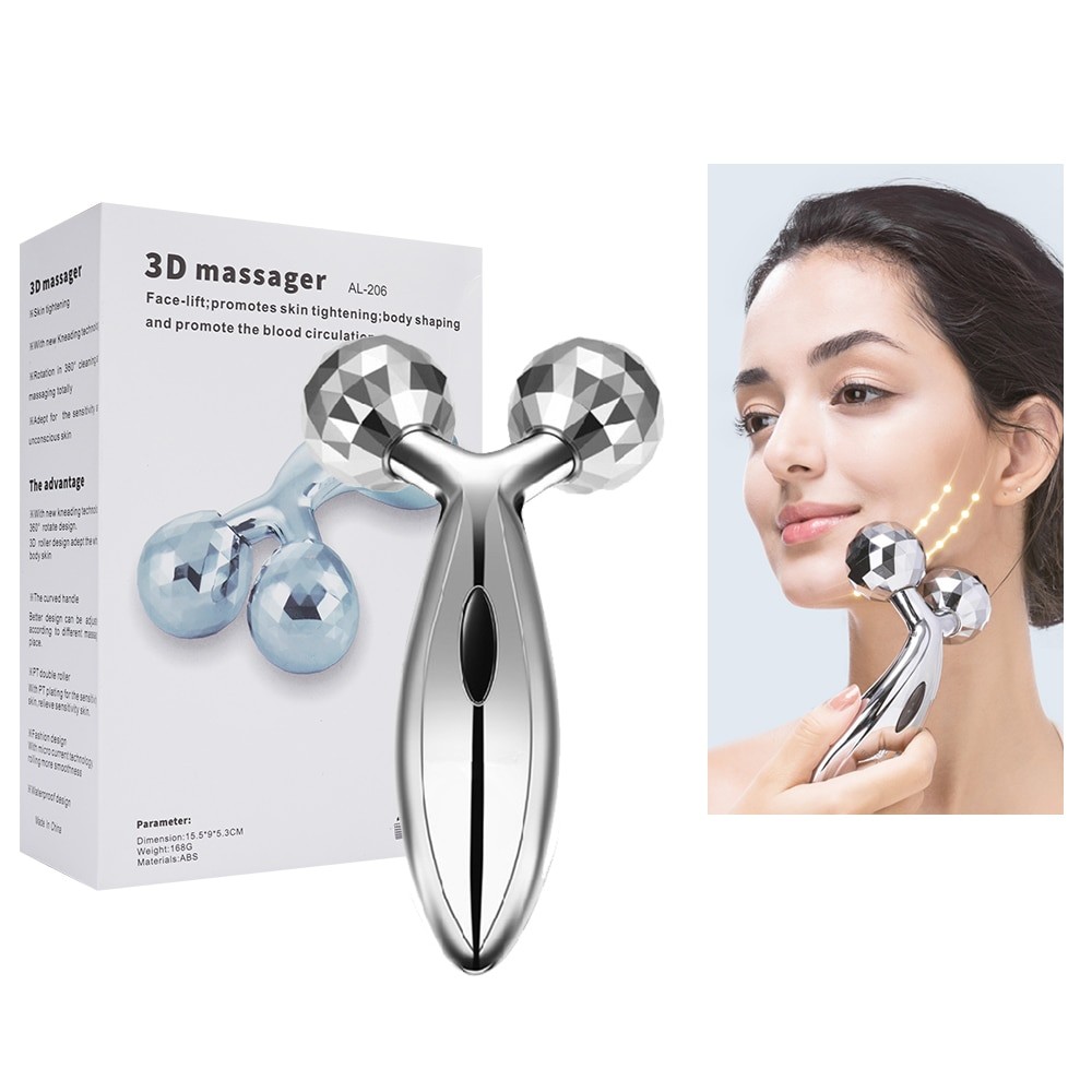 Silver 3d Roller Face Massager