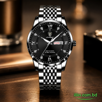 POEDAGAR Men Watch Fashion Luxury Stainless Stain Business Quartz Watches Waterproof Luminous Week Date Men‘s Wristwatch