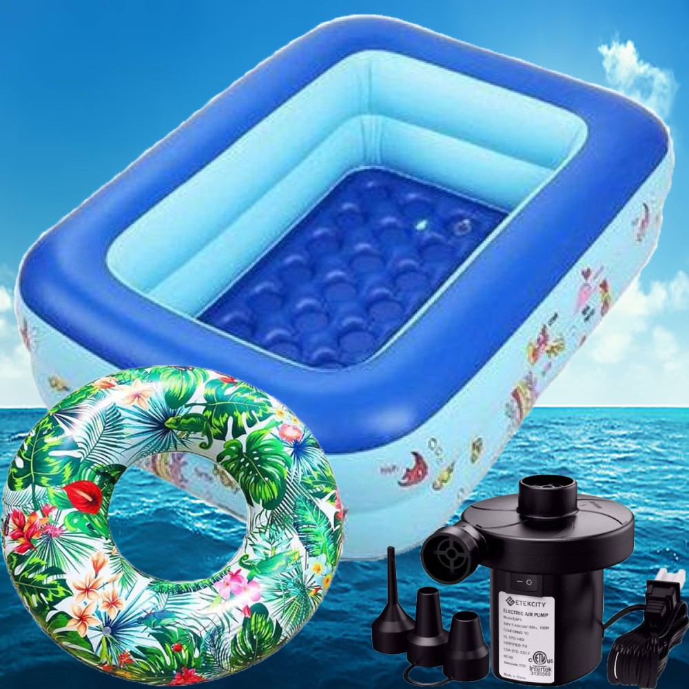 115 CM Swimming Pool Inflatable paddling pool, Pumper & Ring