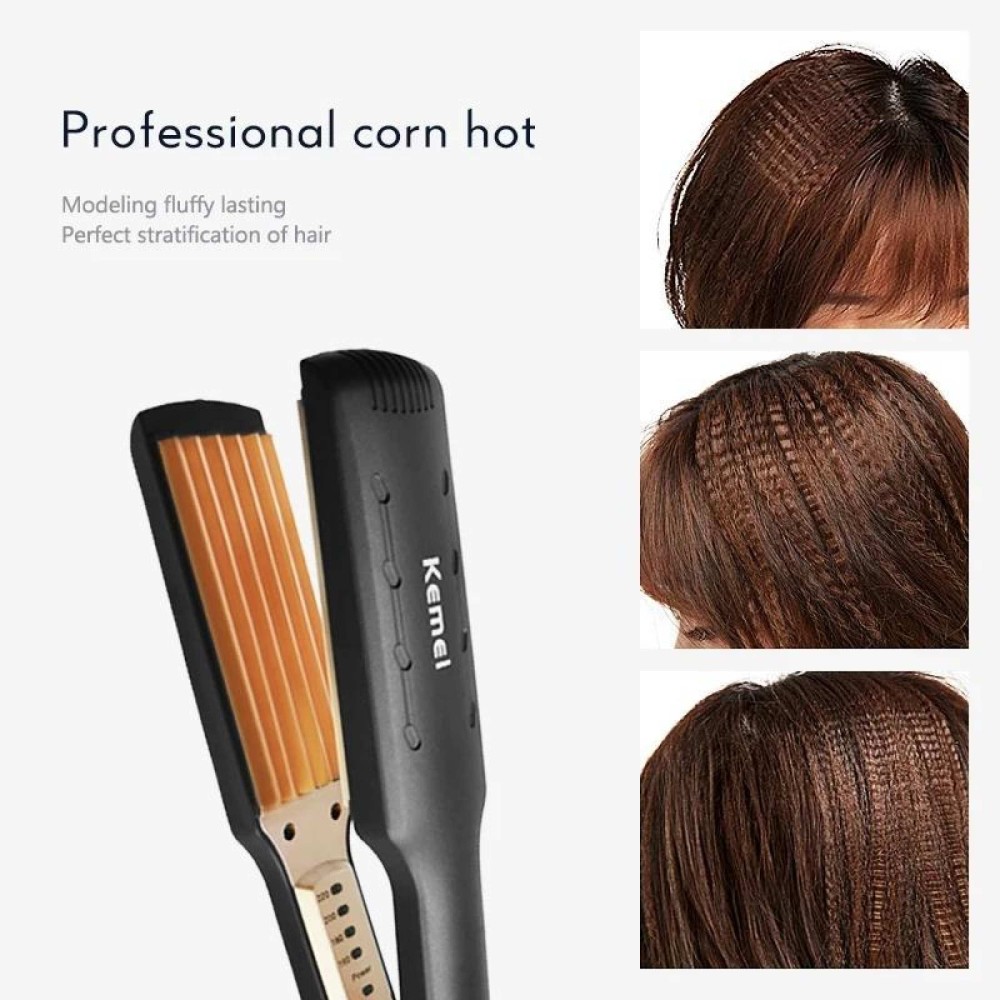 Hair straightener Kemei KM-472 Professional Hair Crimper wide plate instant heating - Black
