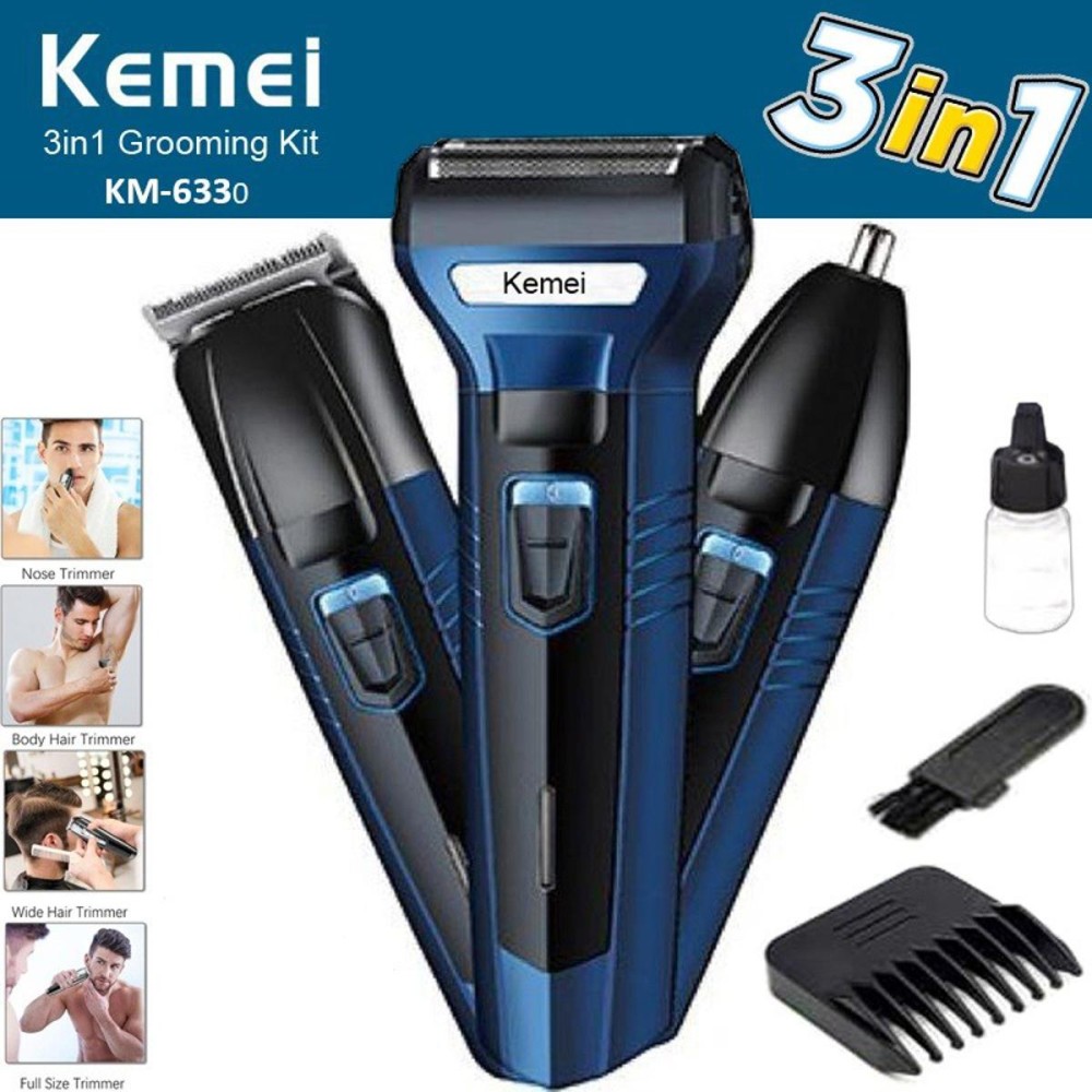 Trimmer Kemei KM-6330 3 in 1 Professional Hair Trimmer Super Grooming Kit Shaver Clipper Nose Trimmer