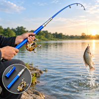 Steel Pen Fishing Rod Cross-border Mini Ice Fishing Rod Pocket Raft Rod Portable Gift Fishing Rod 39 inchi Fishing Rods trout rod