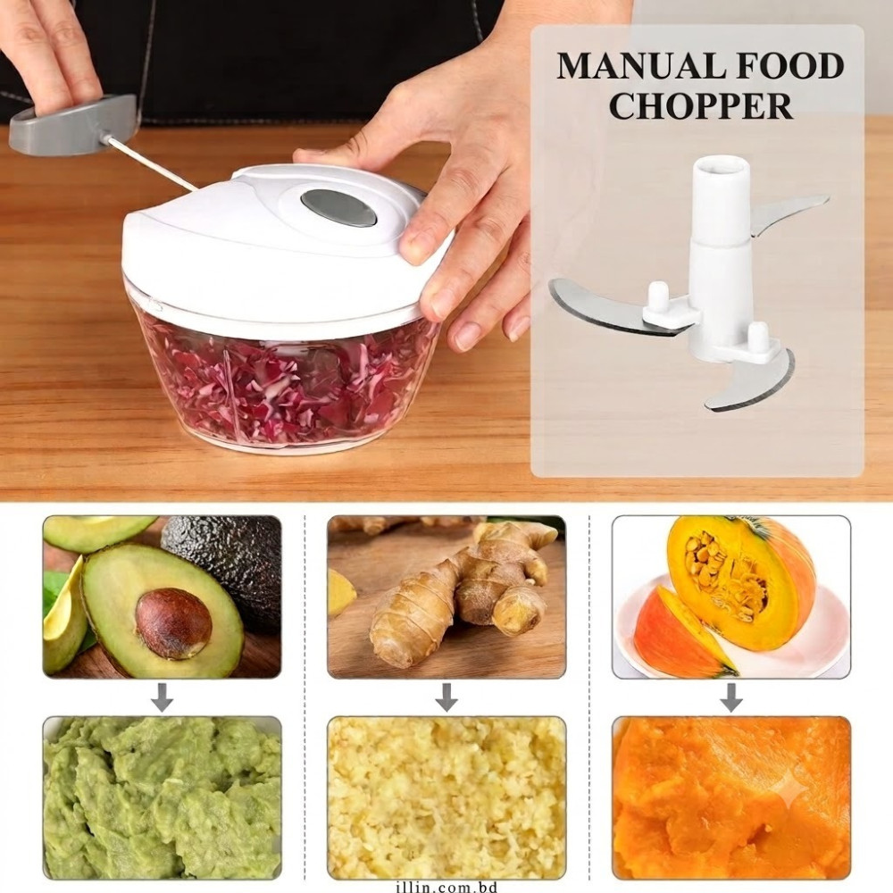 Manual Food Chopper Hand Pull Mincer Blender Mixer Food Processor