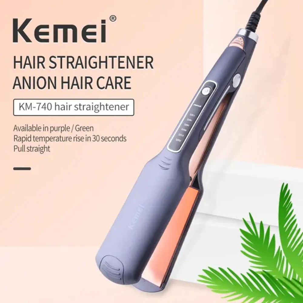 Hair Straightener KM-740 Negative Ion Anti-Scalding Led Professional