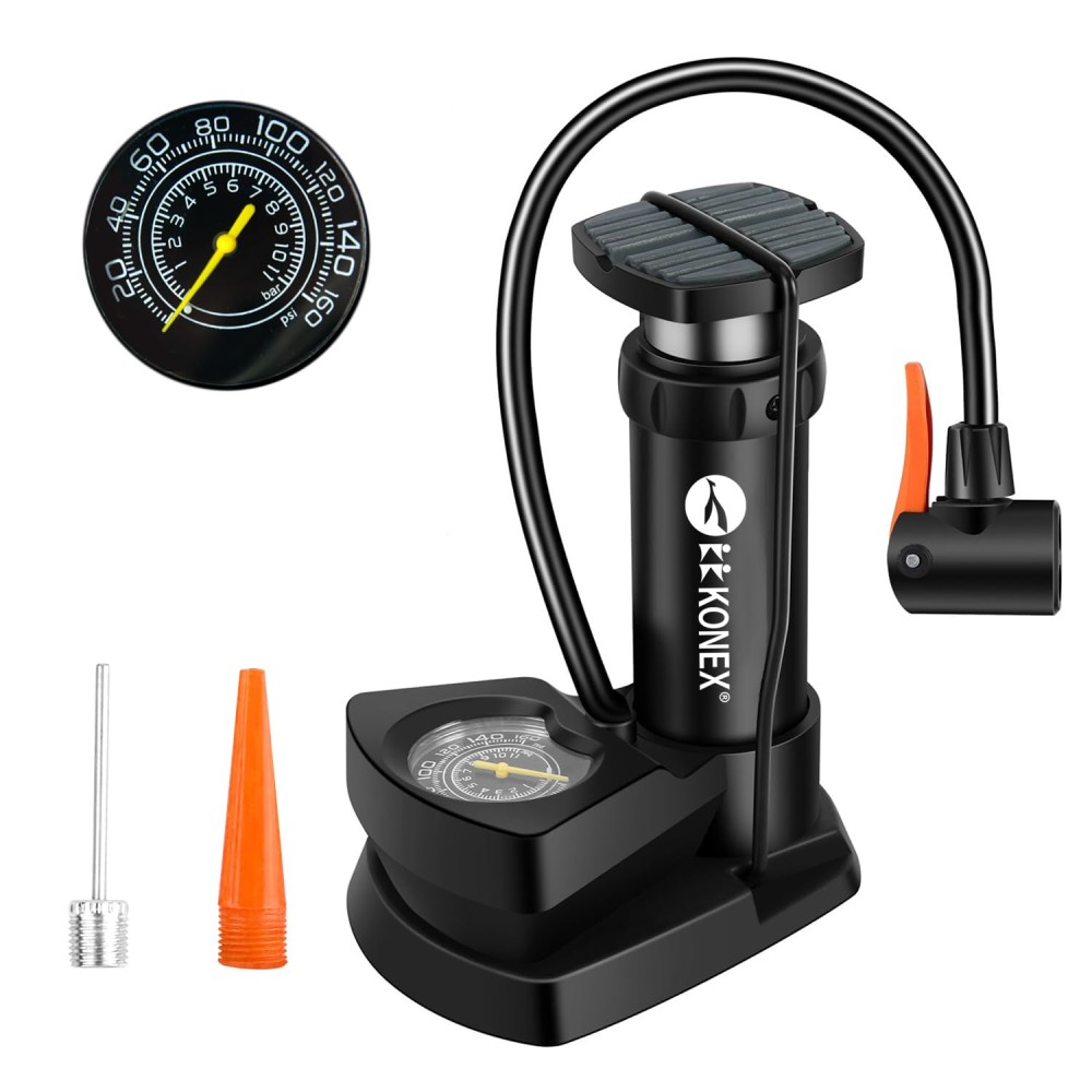 Multi Use Mini Traveling Foot Pump Inflator With Pressure Meter For Bicycle, Ball, Balloon, Car, Motorcycle, Float Pump  (Black)