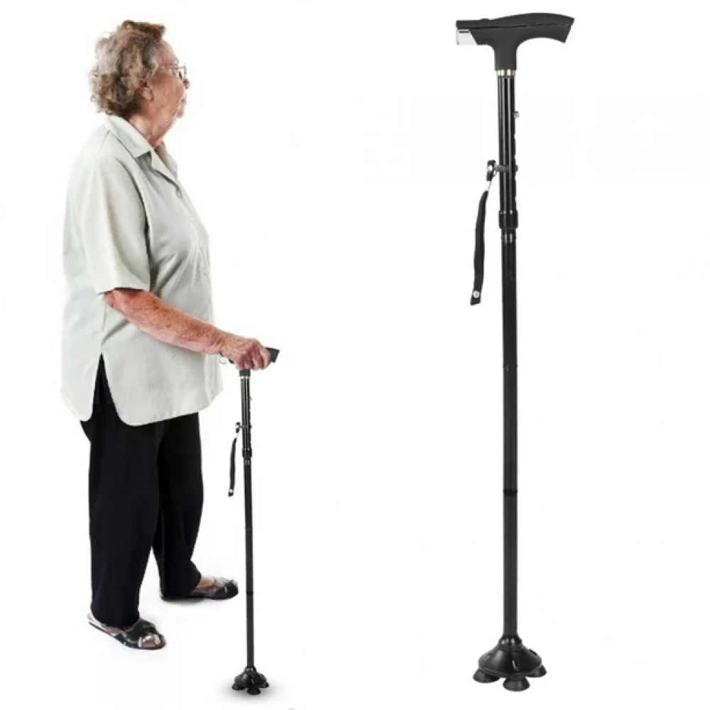 Dr. Trust Folding Crutch Chair Elderly Hand Stool Light and Walking Stick 4 Foot Crutches Walkers