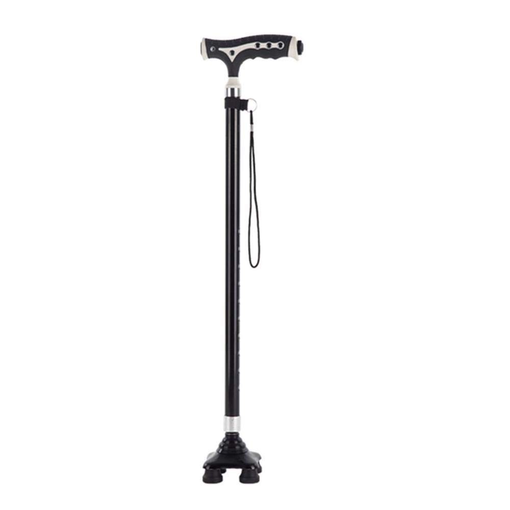 Stick Elderly Crutch With Led Light, Magnetic Handle 10 Height Adjustable Steps, Walking Stick With 4 Legged Base.