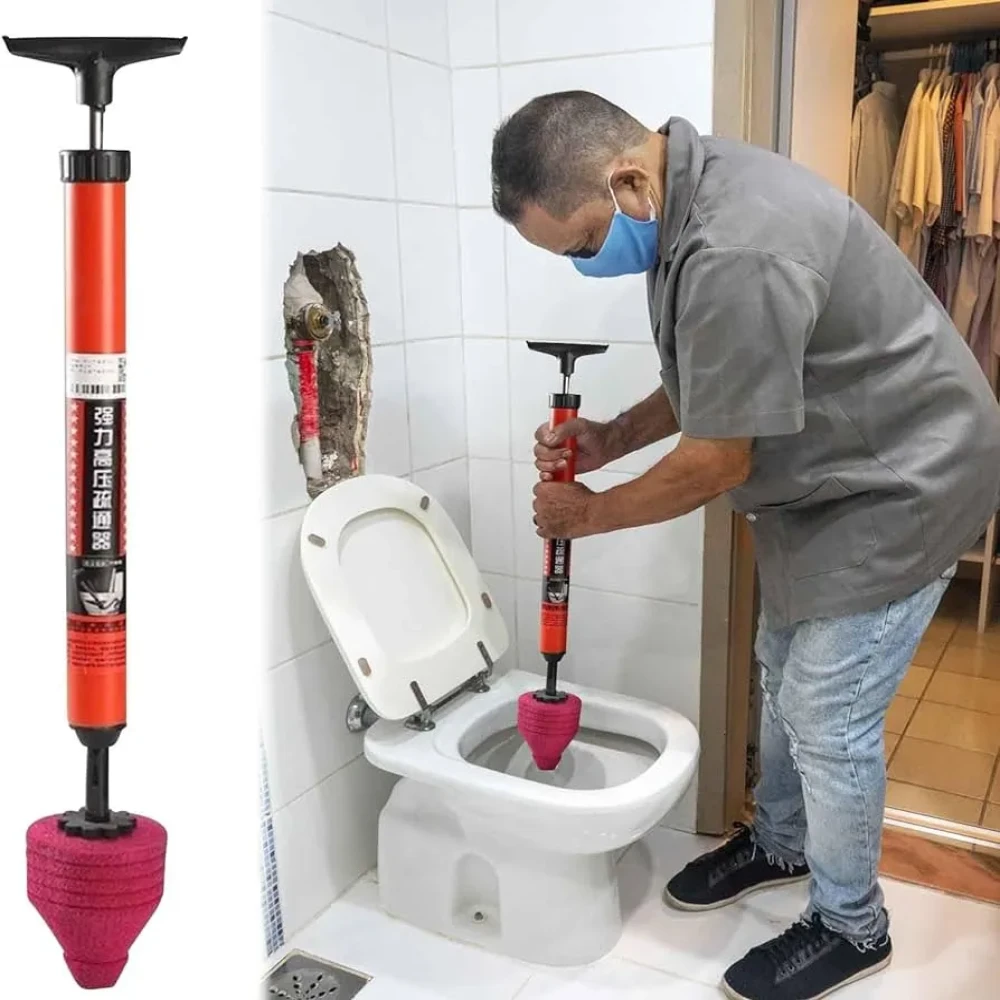 High Pressure Toilet Unblock Shot Toilet Plunger Drain Clog Remover, Toilet Plunger Kit High Pressure Air Drain Clog Remover Plumbing Tool for Bathroom Kitchen Bathtub