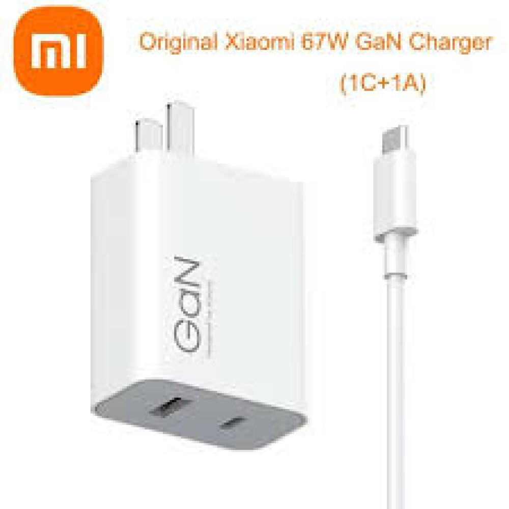 Xiaomi 67W-GAN-Dual Port Charger Set (1C+1A) White MDY-14-EU Wall Charger