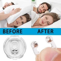 Silicone Magnetic Anti Snore Stop Snoring Nose Clip Sleep Tray Sleeping Aid Apnea Guard Night Device with Case (4PCS)