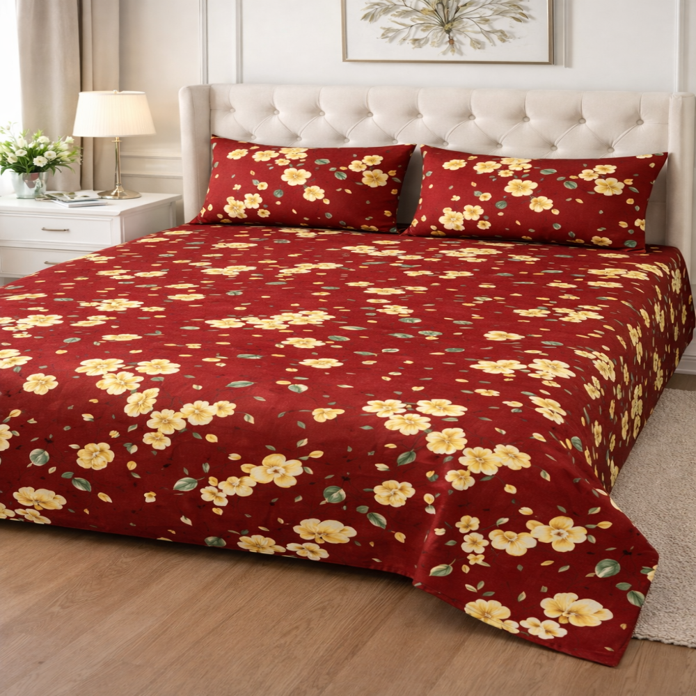 Maroon Floral BedSet