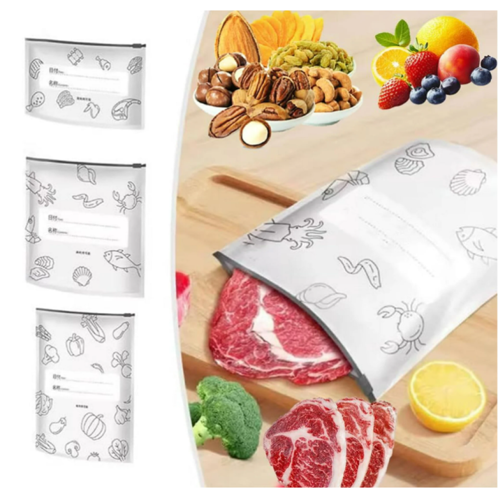 Pack of 30 Reusable Freezer Bags, Aluminium Foil Bags, Ideal for Food Storage in the Fridge and Freezer, Practical Solution for Kitchen, Travel and Outdoor Use