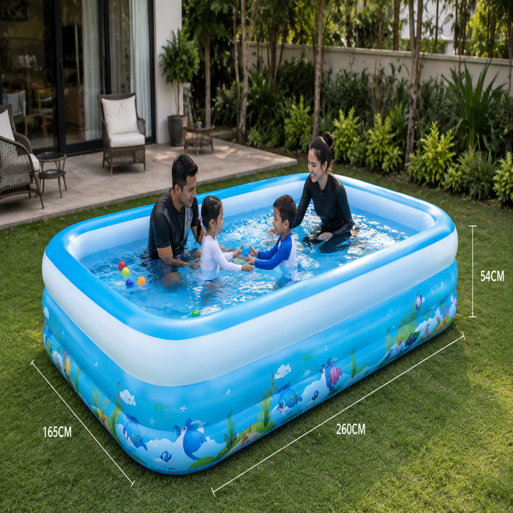 260 cm Swimming pool for Kids and Family Adults with Pumper