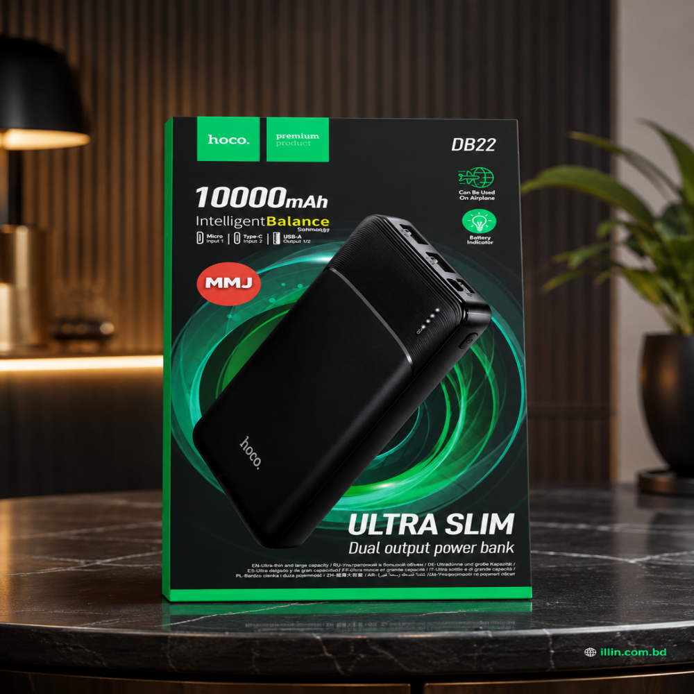 HOCO DB22 10000mAh Ultra Slim Dual Output Power Bank
